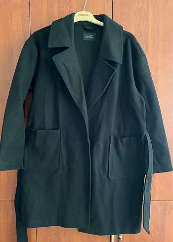 Siyah Kemerli Oversize Kaban