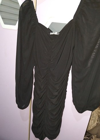 Drapeli Mini Elbise - Görsel 3