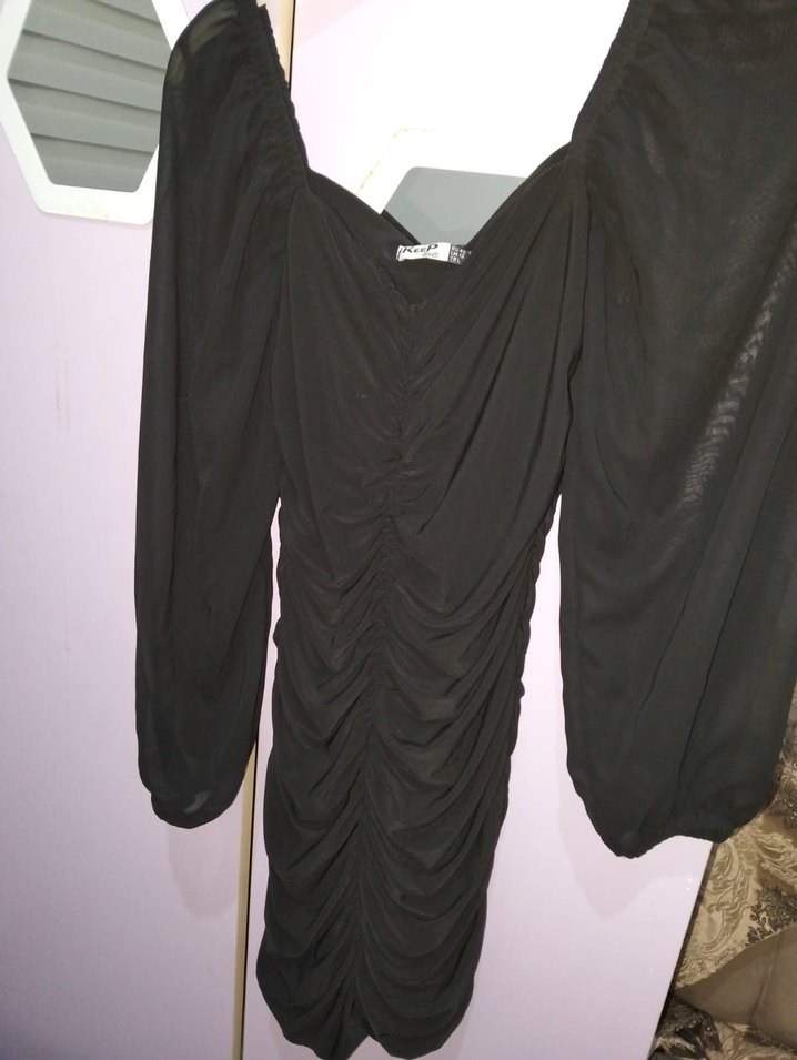 Drapeli Mini Elbise - Görsel 3