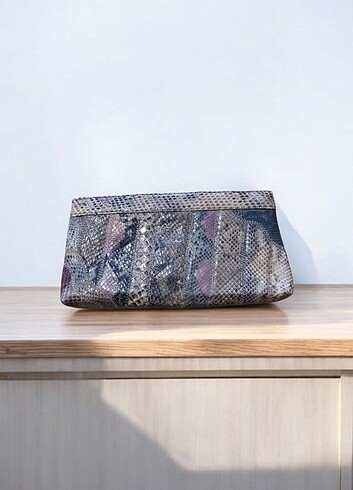 Hakiki Yılan Derisi Sıfır Clutch Çanta