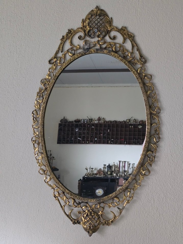 Vintage Pirinç Dresuar ve Ayna Takımı - Görsel 2