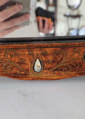 Sedef ve Pirinç Kakma Ahşap Ayna - Görsel 8