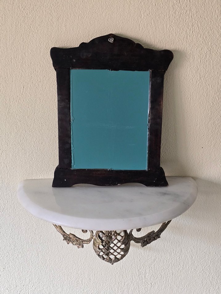 Sedef ve Pirinç Kakma Ahşap Ayna - Görsel 2