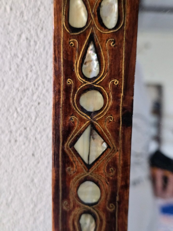 Sedef ve Pirinç Kakma Ahşap Ayna - Görsel 4