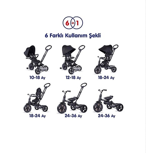 Diğer Beden Kraft Prime 6 in 1 Bisiklet çocuk arabası mavi