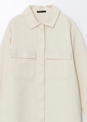 Bej Kadın Midi Ceket Uzun Kollu - Görsel 4