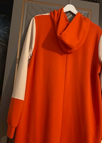 Turuncu Gri Baskılı Kadın Uzun Sweatshirt - Görsel 3