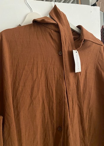 46 Beden camel Renk Düğmeli elbise