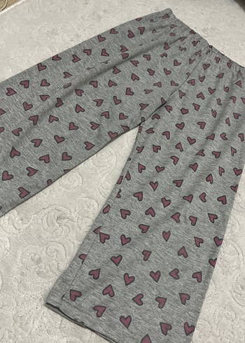 Gri Kalp Desenli Rahat Kadın Pijama Altı kapri - Görsel 2
