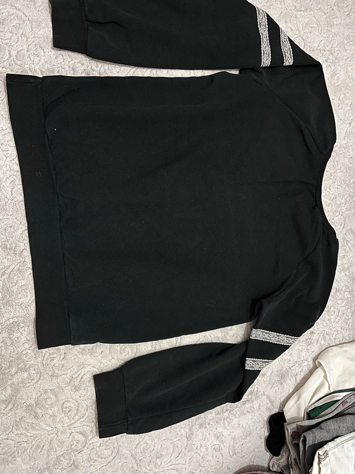 Siyah Baskılı Uzun Kollu Kadın Sweatshirt - Görsel 2