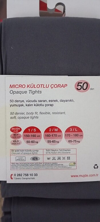 Standart Beden Beden Müjde mıcro külotlu çorap