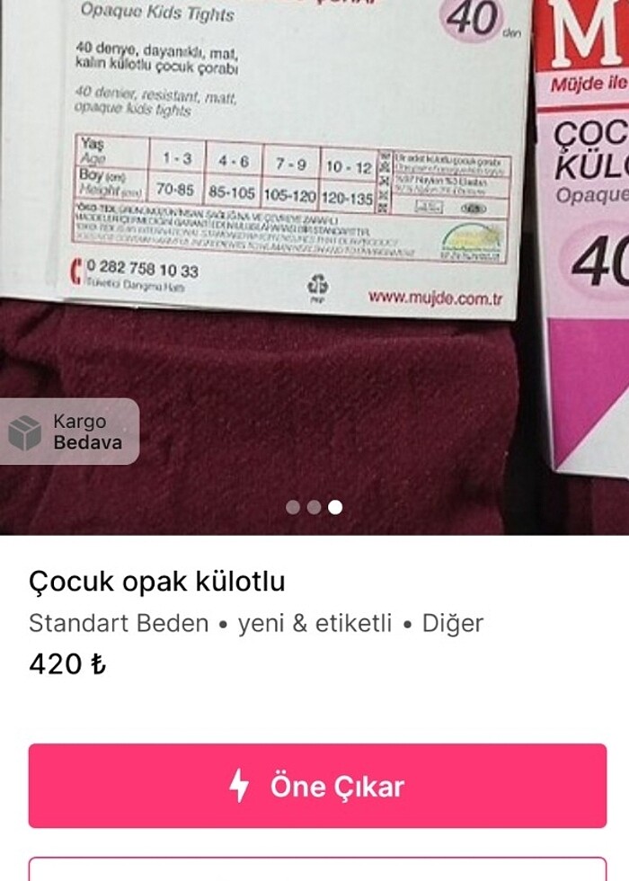 Çocuk opak çorapları - Görsel 3