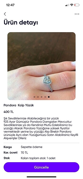 Beden beyaz Renk Pandora Şık Yüzük Birebir
