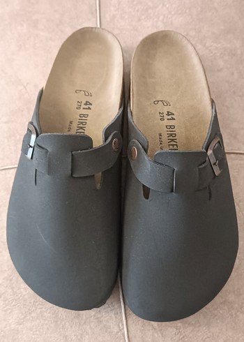 41 Beden Siyah birkenstock boston model Süet Kadın Terlikler Tokalı
