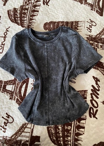 Gri Denim Kısa Kollu Tie-Dye Tişört