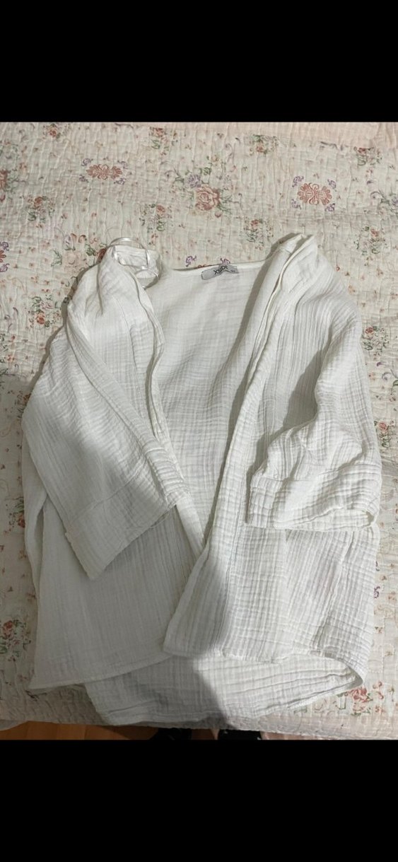 Beyaz Midi Boy Pamuklu gömlek - Görsel 3