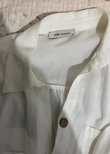 Beyaz Keten Kadın Gömlek - Görsel 2
