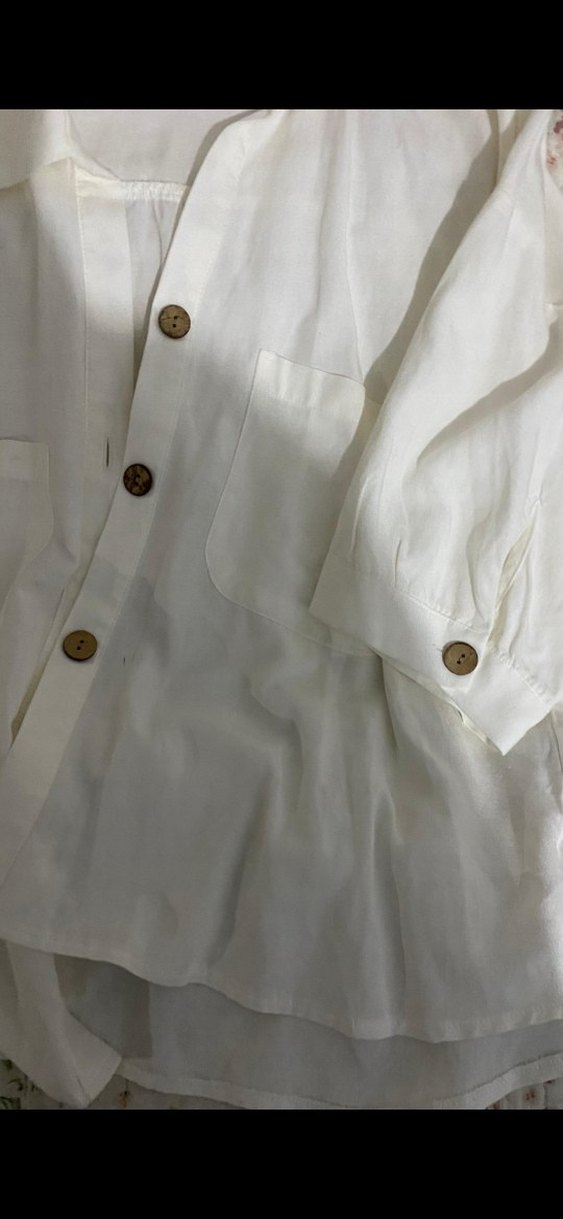 Beyaz Keten Kadın Gömlek - Görsel 3