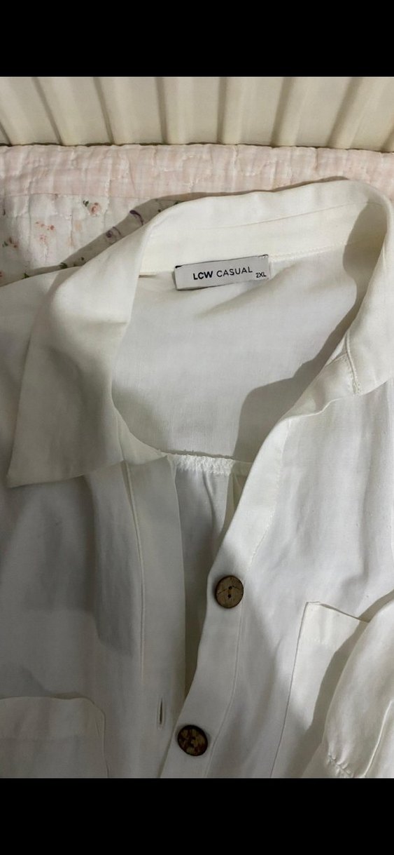 Beyaz Keten Kadın Gömlek - Görsel 2