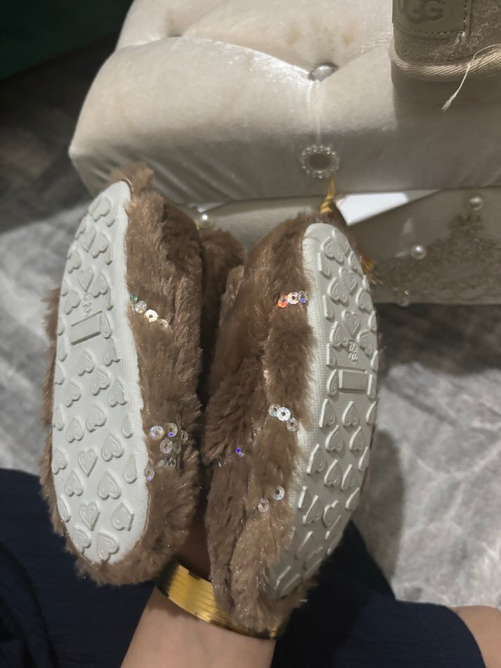 Kızlar için Kahverengi Kürklü Sıcak Terlik - Görsel 2