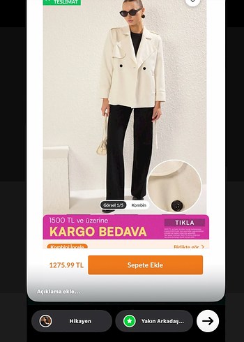 Son fiyt 1 kere yıkandı bit kere giyildi