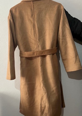 Düğmeli Bej Süet Midi Kadın Kaban - Görsel 3