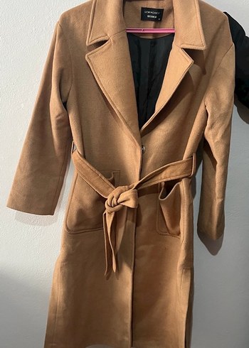 Düğmeli Bej Süet Midi Kadın Kaban - Görsel 2