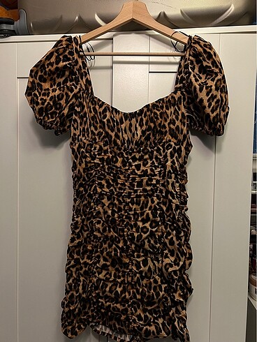Zara Leopar Desenli Mini Elbise