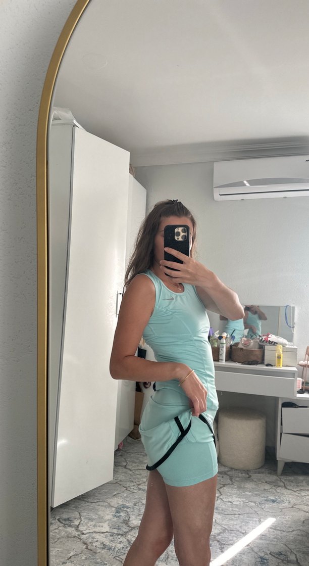 Turkuaz Straplez Atlet ve Etek Takımı - Görsel 2