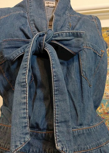 Kadın Mavi Denim Kısa Tulum - Görsel 4