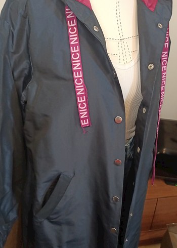 Lacivert Uzun Kadın Yağmurluk - Görsel 4