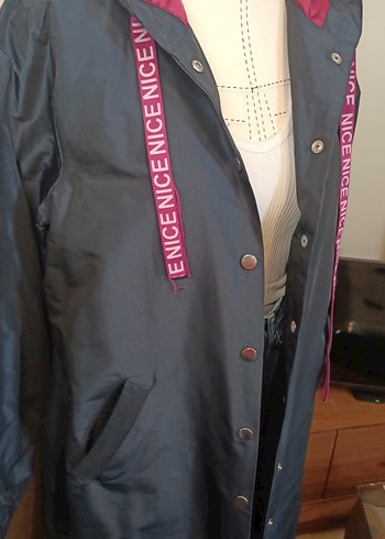 Lacivert Uzun Kadın Yağmurluk - Görsel 5