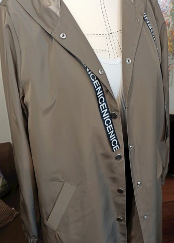 Bej Uzun Kadın Trençkot Düğmeli - Görsel 4