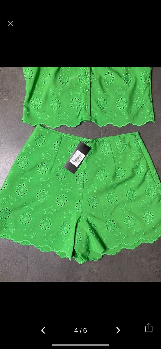 Yeşil İşlemeli Fisto Kolsuz Yelek Şort Brode Takım - Görsel 4