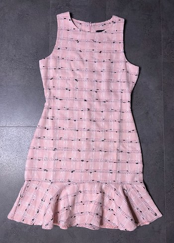 s Beden pembe Renk Pembe Nakışlı Tüvit CHANEL Midi Elbise