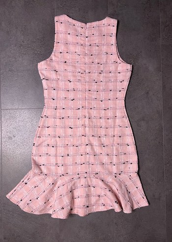Zara Pembe Nakışlı Tüvit CHANEL Midi Elbise