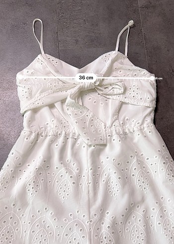 Askılı Beyaz Nakışlı Mini Dantel Tulum - Görsel 6