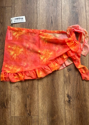 Bohem Tarz Turuncu Batik Desen Bağlamalı Etek - Görsel 4