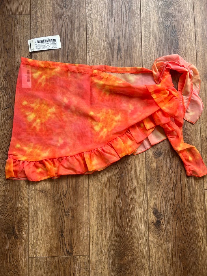 Bohem Tarz Turuncu Batik Desen Bağlamalı Etek - Görsel 4