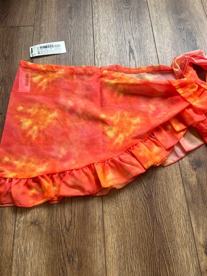 Bohem Tarz Turuncu Batik Desen Bağlamalı Etek - Görsel 5