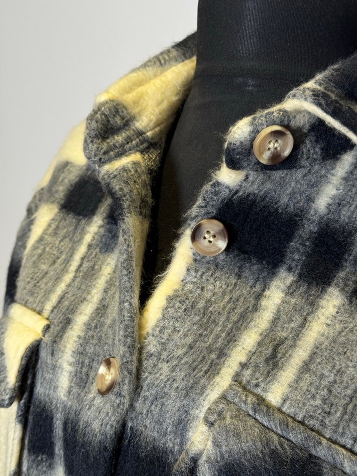 Loft Siyah Ekose Oversize Kadın Pelüş Gömlek Ceket - Görsel 3