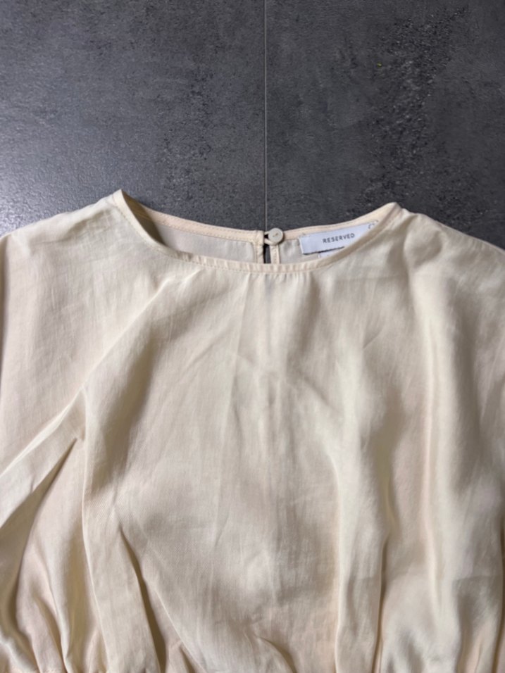 Kadın Krem Keten Crop Bluz - Görsel 3