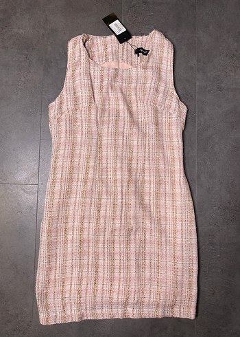 Pembe Tüvüt Kolsuz Mini Elbise - Görsel 3