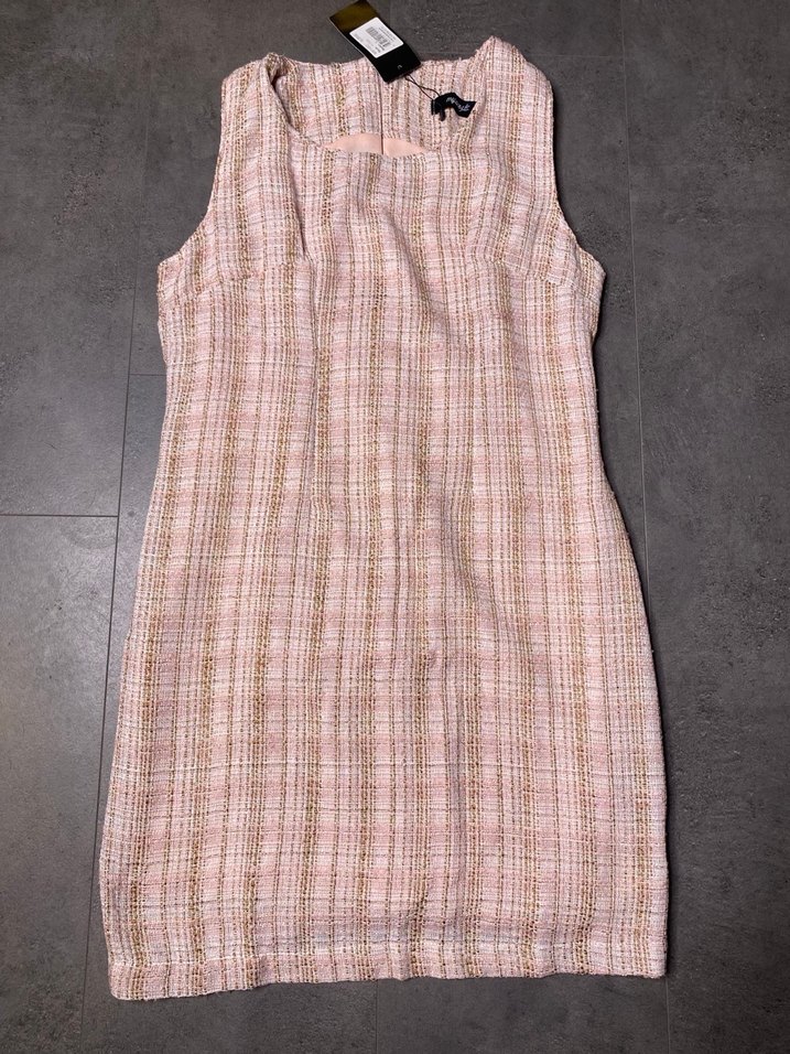 Pembe Tüvüt Kolsuz Mini Elbise - Görsel 4