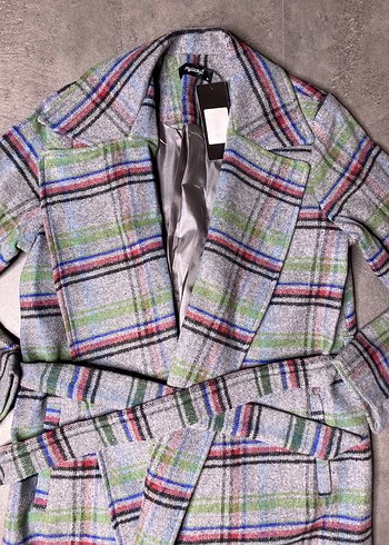 Gri Ekose Desenli Uzun Kaban - Görsel 5