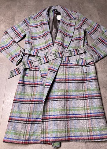 Gri Ekose Desenli Uzun Kaban - Görsel 6