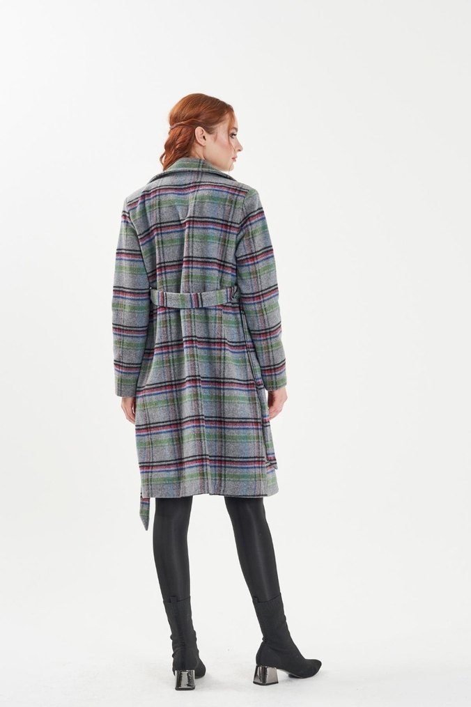 Gri Ekose Desenli Uzun Kaban - Görsel 2