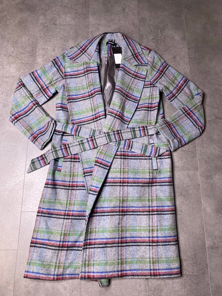 Gri Ekose Desenli Uzun Kaban - Görsel 4