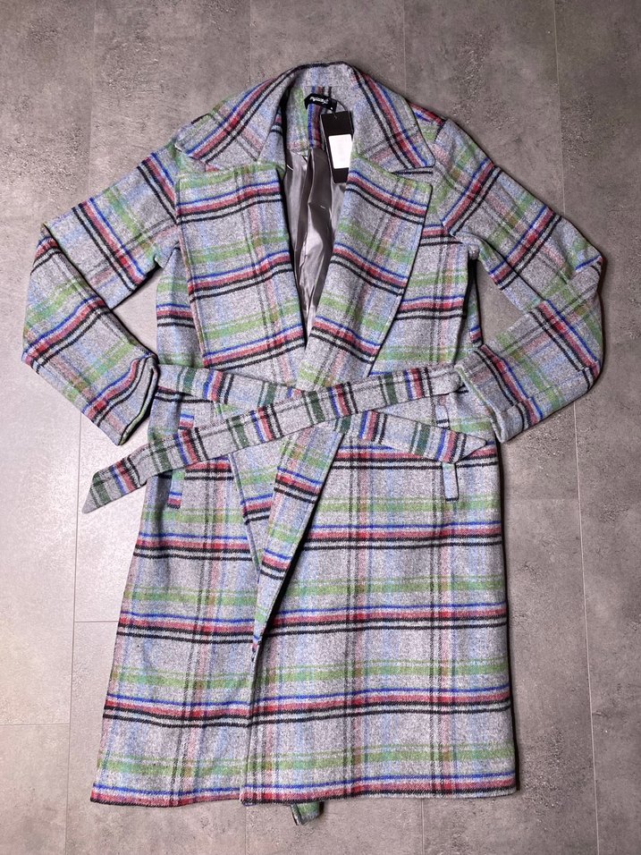 Gri Ekose Desenli Uzun Kaban - Görsel 3