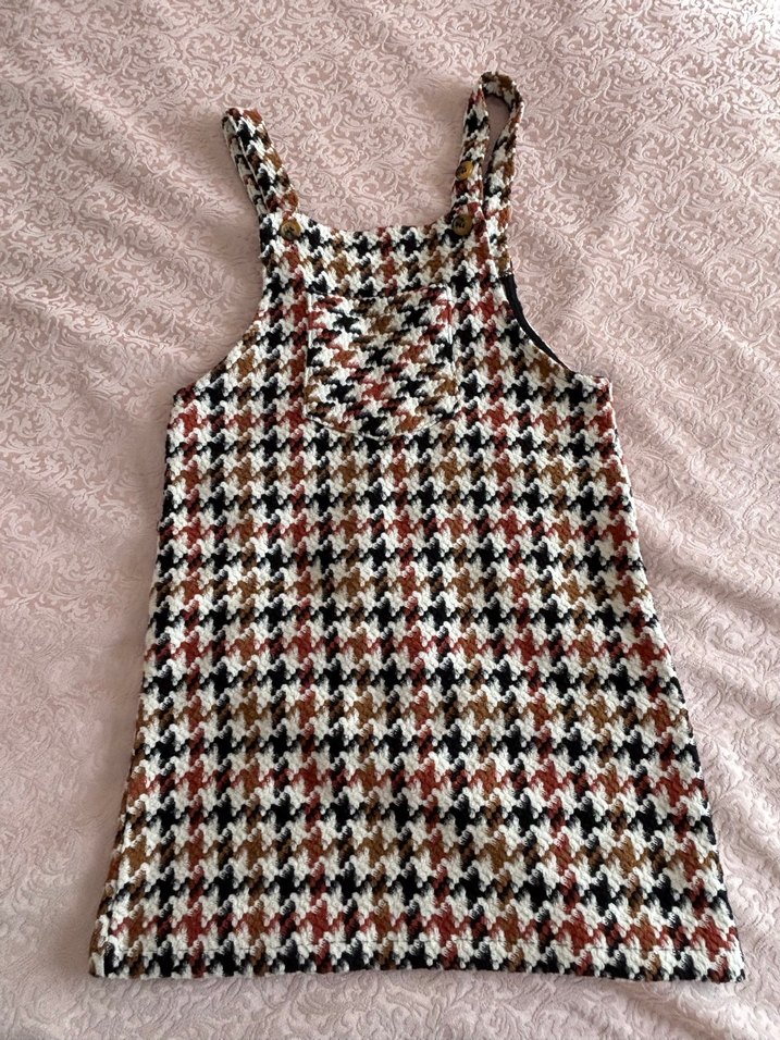 Kahverengi Kareli Triko Midi Elbise - Görsel 2